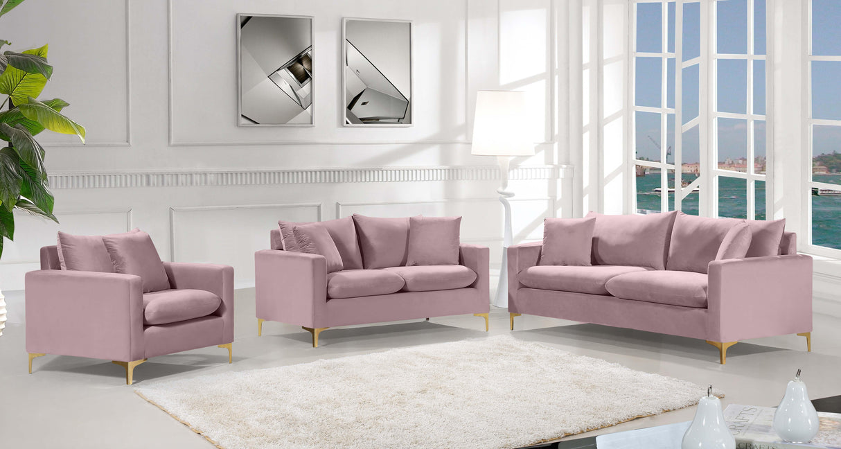 Naomi Pink Velvet Loveseat - galleria furniture outlet