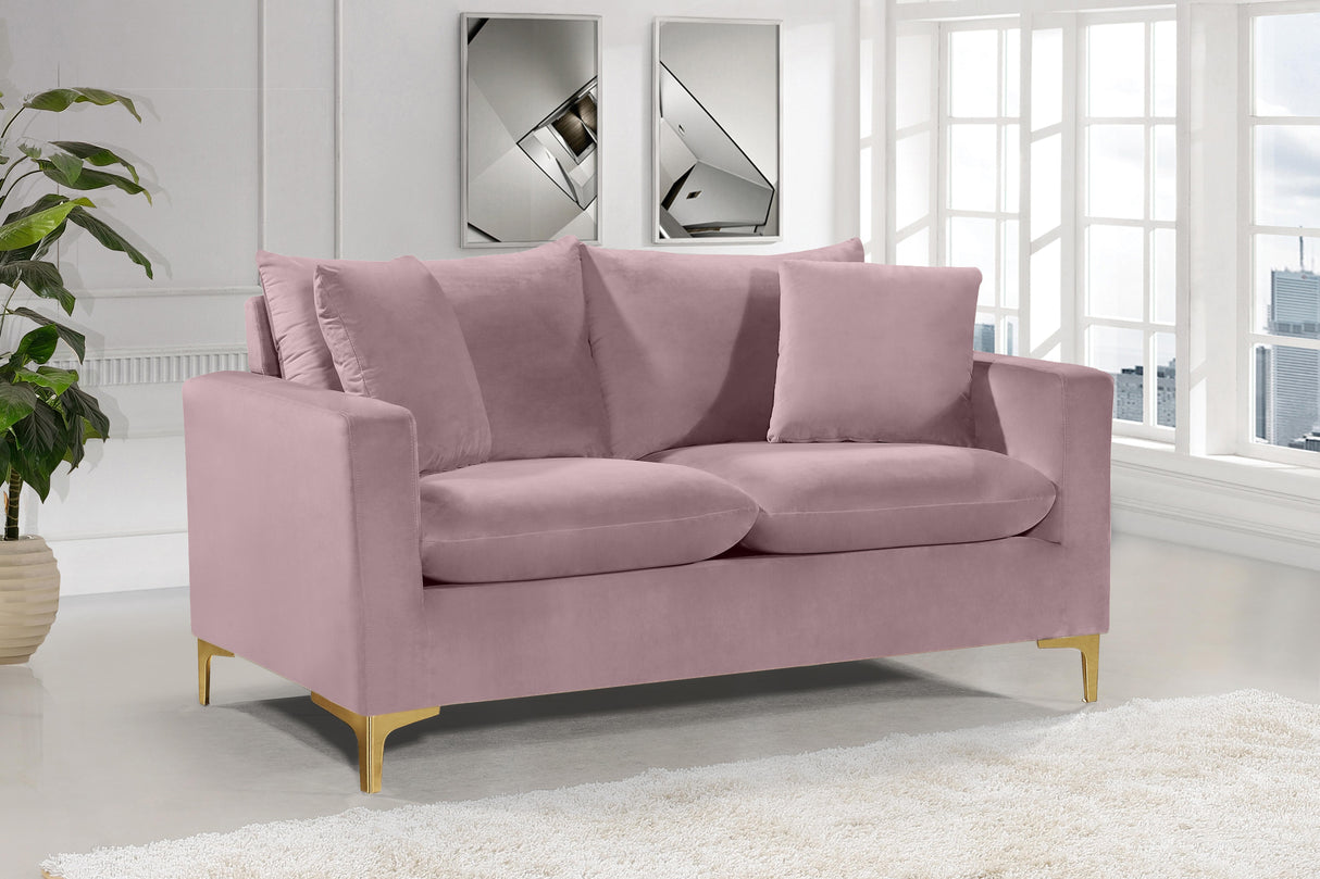 Naomi Pink Velvet Loveseat - galleria furniture outlet