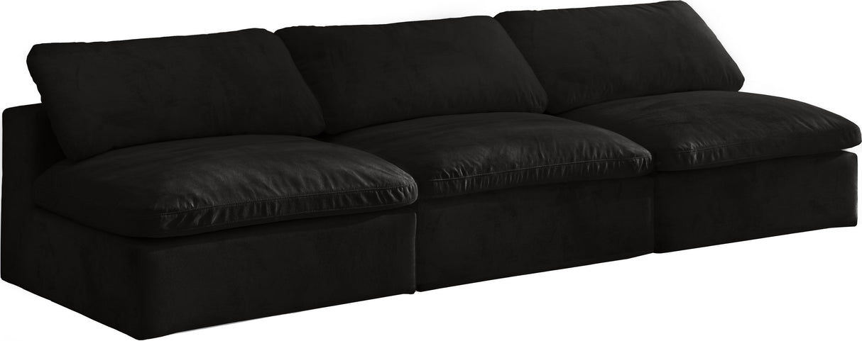 Cozy Black Velvet Cloud Modular Armless Sofa - galleria furniture outlet