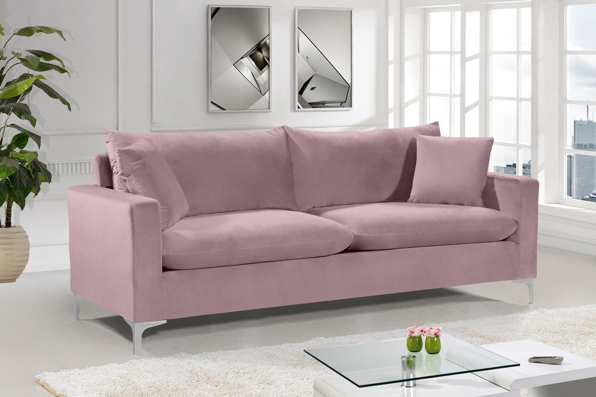 Naomi Pink Velvet Sofa - galleria furniture outlet