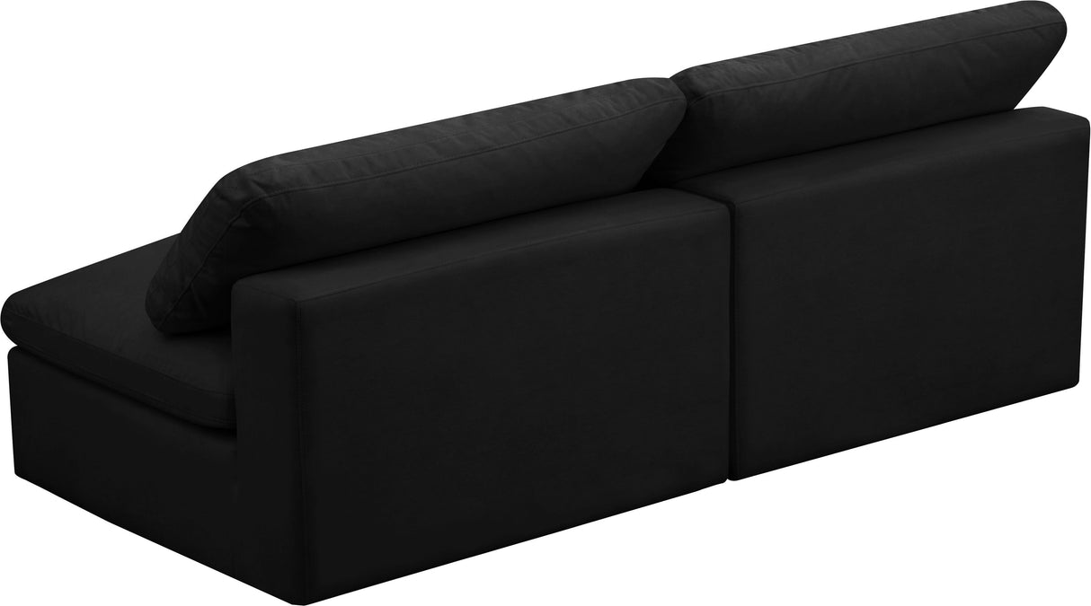 Cozy Black Velvet Cloud Modular Armless Sofa - galleria furniture outlet