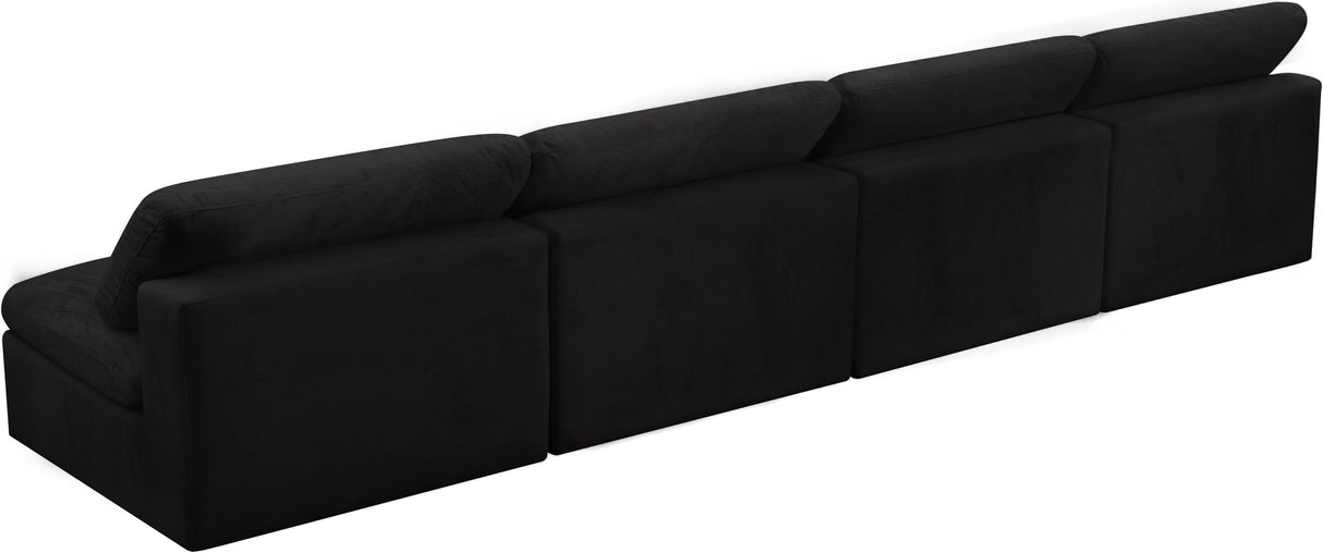 Cozy Black Velvet Cloud Modular Armless Sofa - galleria furniture outlet