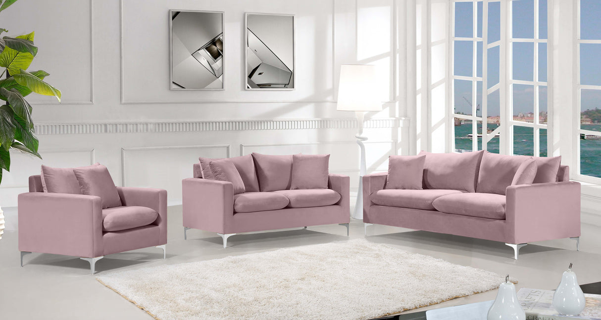 Naomi Pink Velvet Loveseat - galleria furniture outlet
