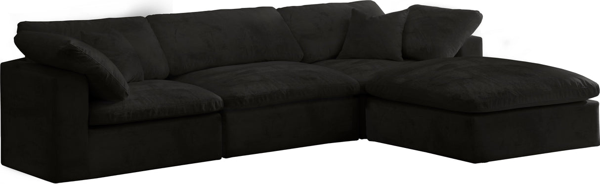 Cozy Black Velvet Cloud Modular Sectional - galleria furniture outlet