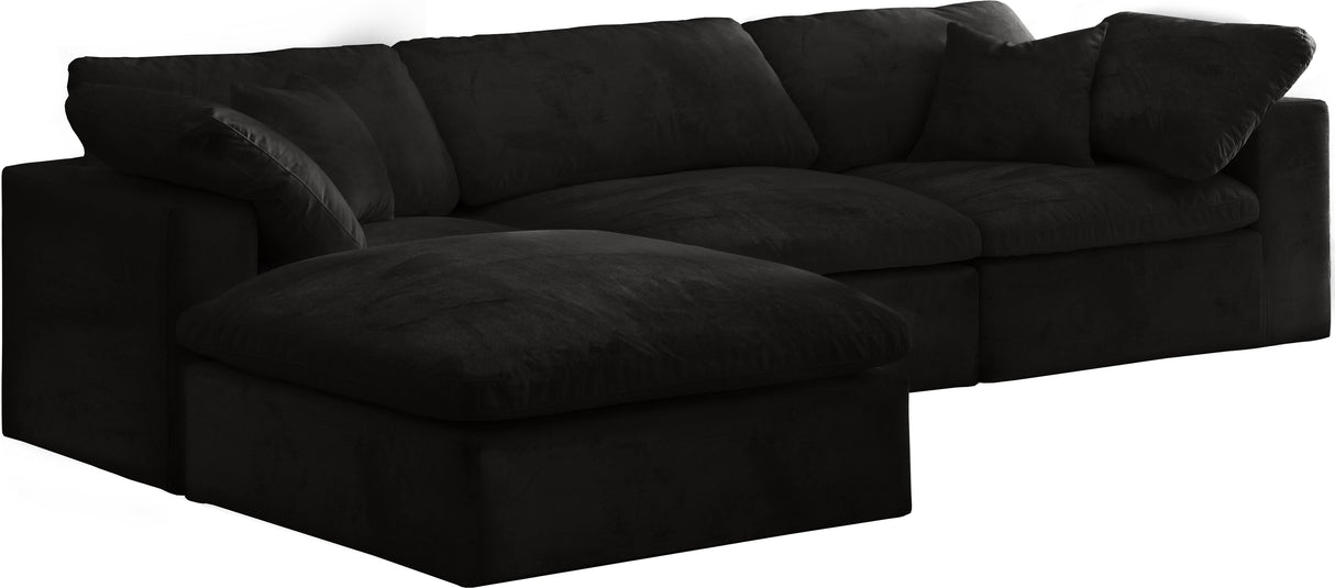 Cozy Black Velvet Cloud Modular Sectional - galleria furniture outlet