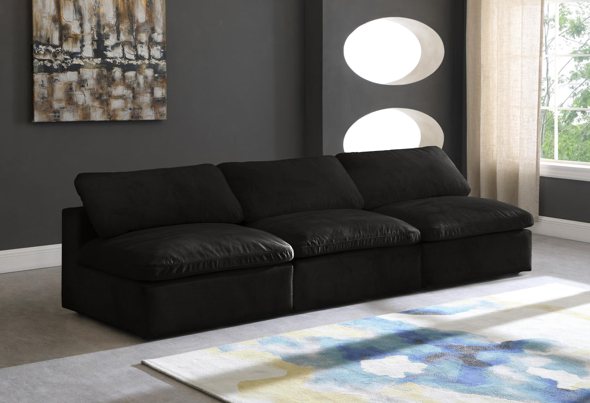 Cozy Black Velvet Cloud Modular Armless Sofa - galleria furniture outlet