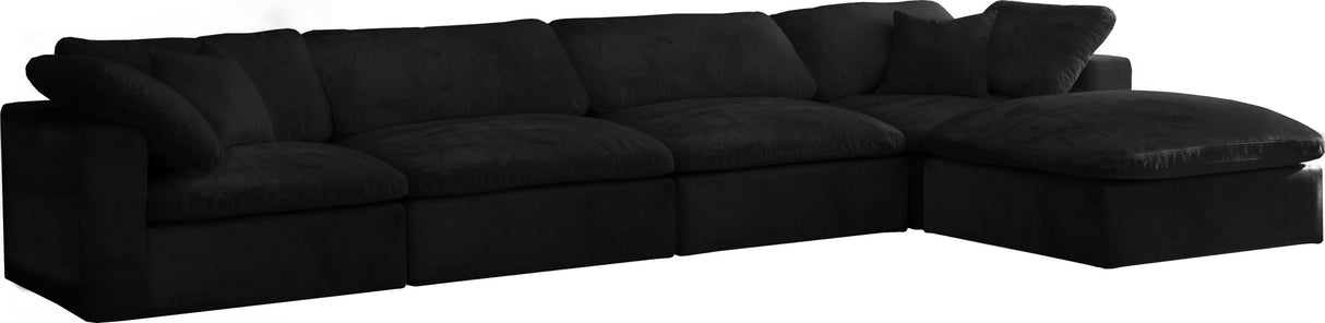 Cozy Black Velvet Cloud Modular Sectional - galleria furniture outlet