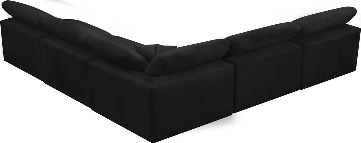 Cozy Black Velvet Cloud Modular Sectional - galleria furniture outlet