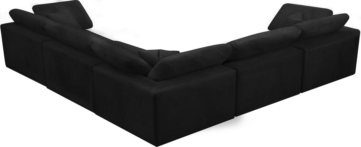 Cozy Black Velvet Cloud Modular Sectional - galleria furniture outlet