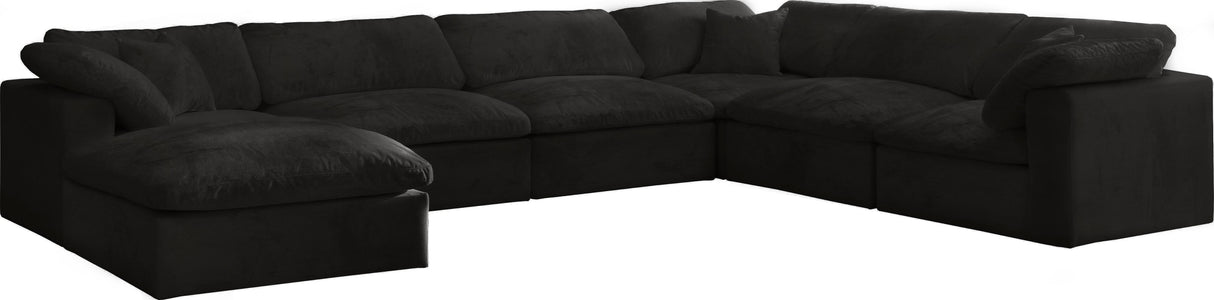 Cozy Black Velvet Cloud Modular Sectional - galleria furniture outlet