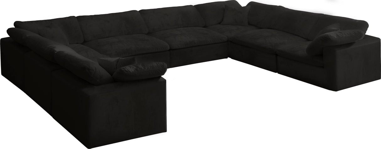 Cozy Black Velvet Cloud Modular Sectional - galleria furniture outlet
