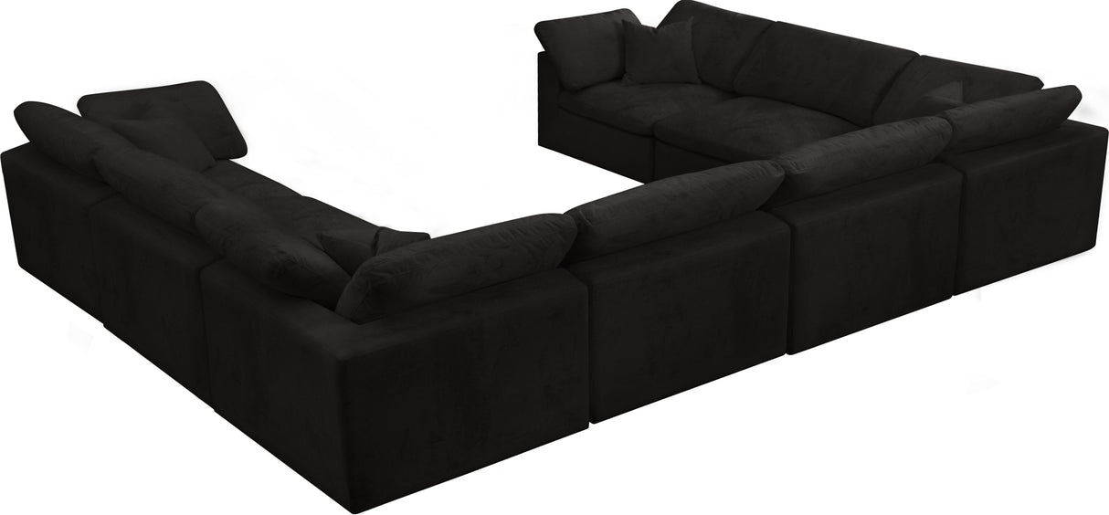 Cozy Black Velvet Cloud Modular Sectional - galleria furniture outlet