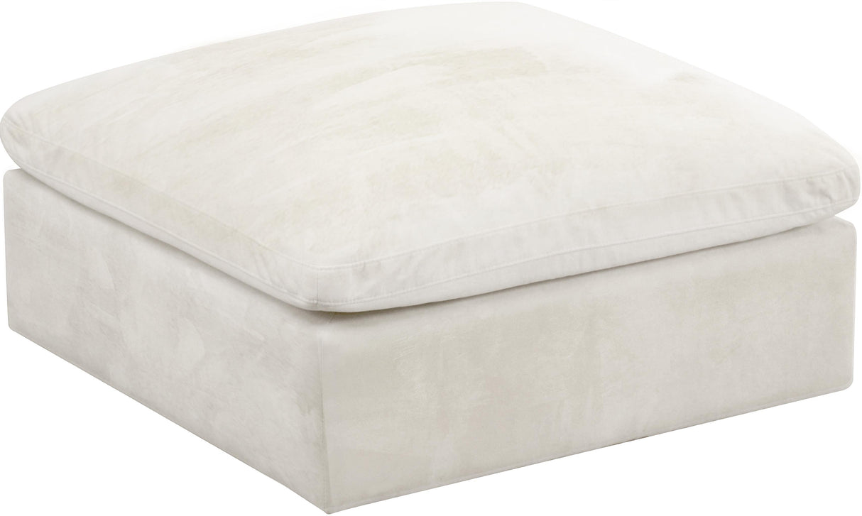 Cozy Cream Velvet Ottoman - galleria furniture outlet