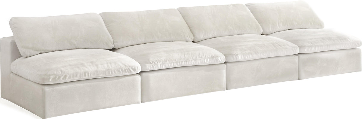 Cozy Cream Velvet Cloud Modular Armless Sofa - galleria furniture outlet