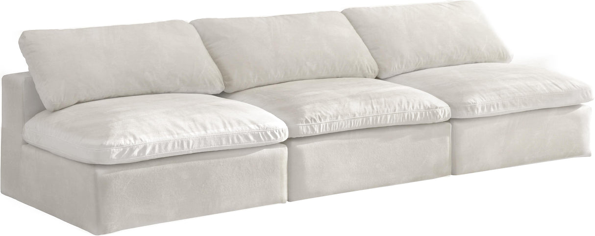 Cozy Cream Velvet Cloud Modular Armless Sofa - galleria furniture outlet
