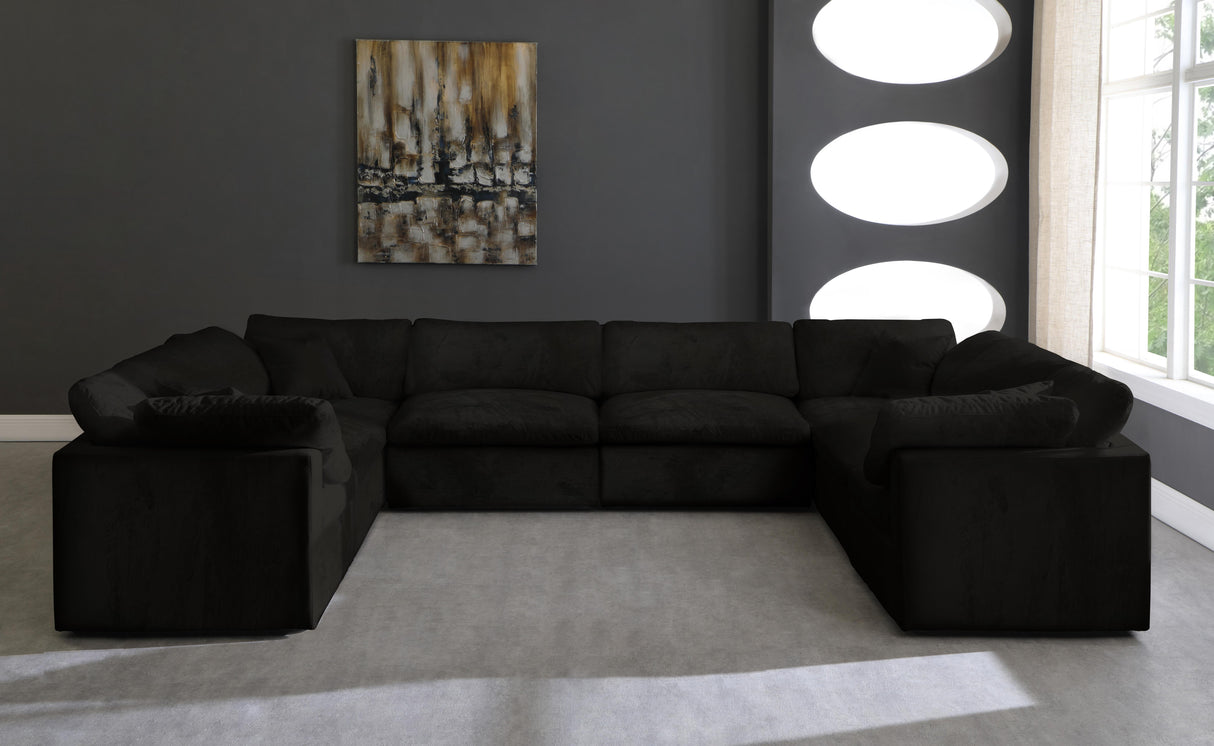 Cozy Black Velvet Cloud Modular Sectional - galleria furniture outlet