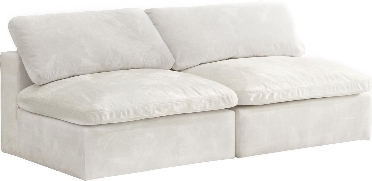 Cozy Cream Velvet Cloud Modular Armless Sofa - galleria furniture outlet