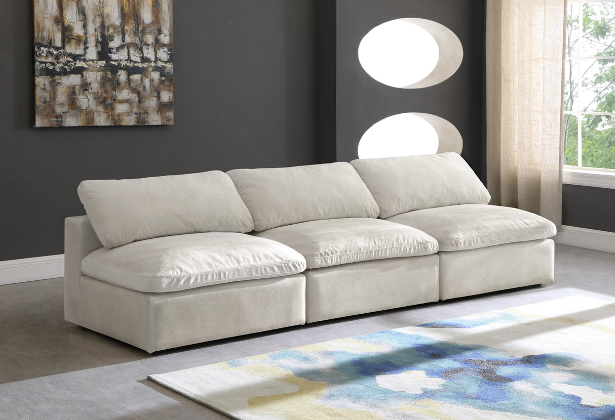 Cozy Cream Velvet Cloud Modular Armless Sofa - galleria furniture outlet