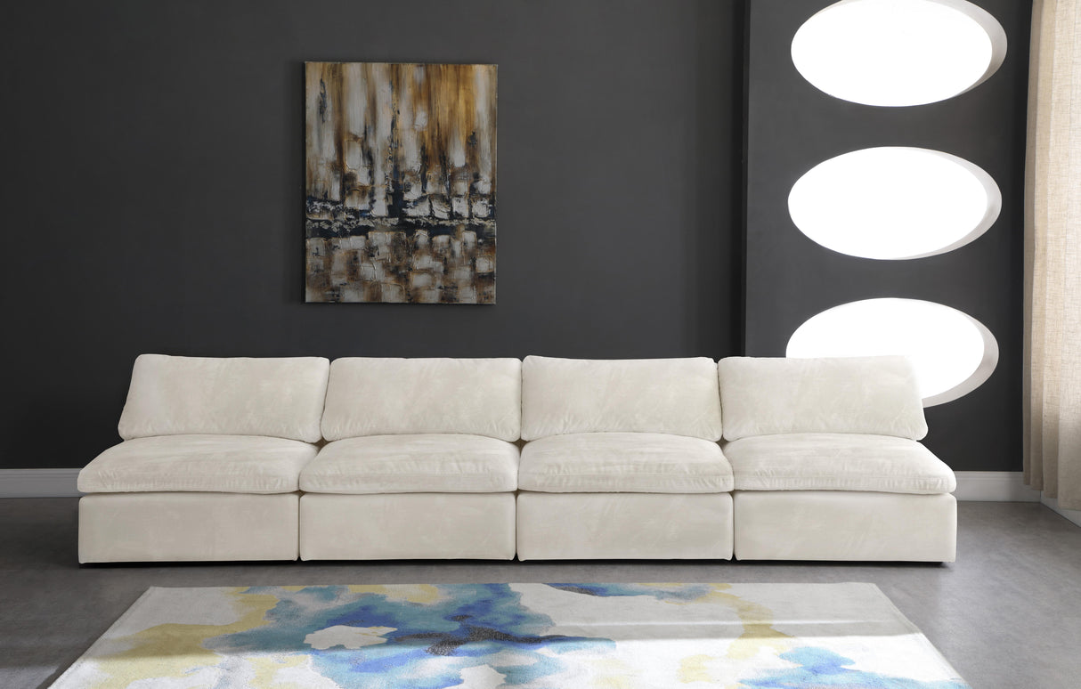 Cozy Cream Velvet Cloud Modular Armless Sofa - galleria furniture outlet