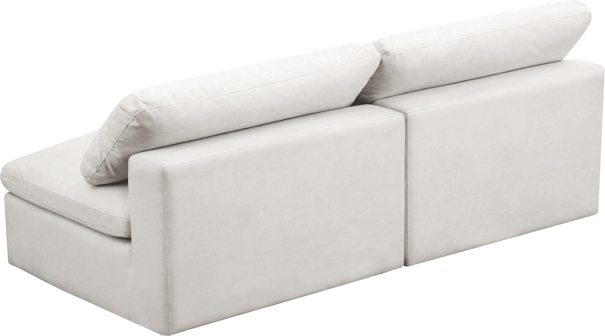 Cozy Cream Velvet Cloud Modular Armless Sofa - galleria furniture outlet