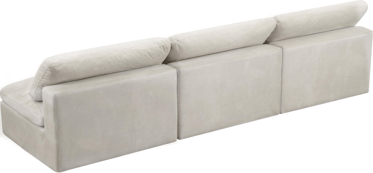 Cozy Cream Velvet Cloud Modular Armless Sofa - galleria furniture outlet