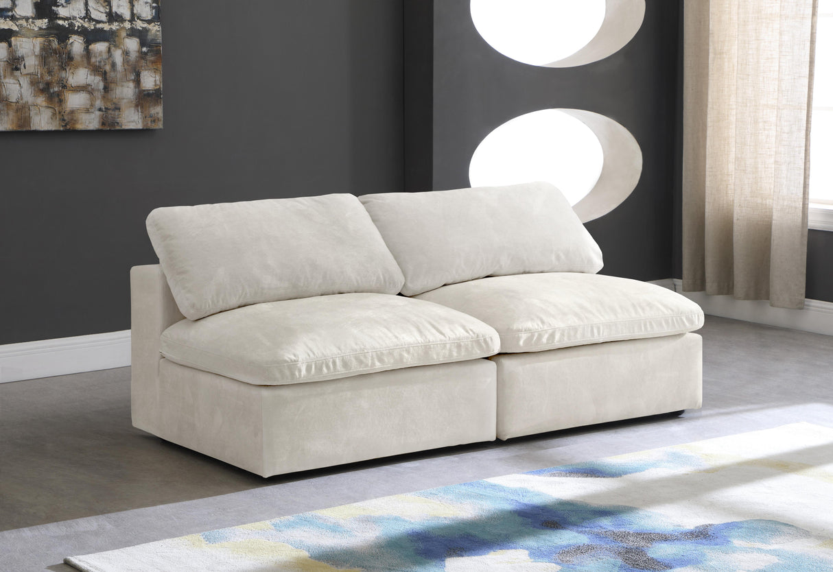 Cozy Cream Velvet Cloud Modular Armless Sofa - galleria furniture outlet