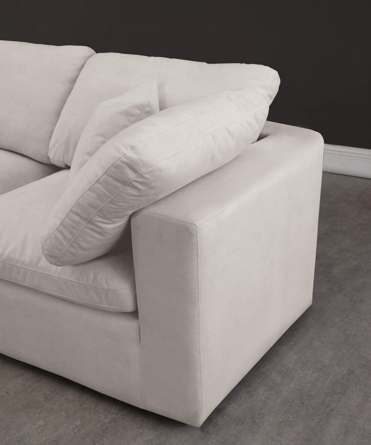 Cozy Cream Velvet Cloud Modular Armless Sofa - galleria furniture outlet
