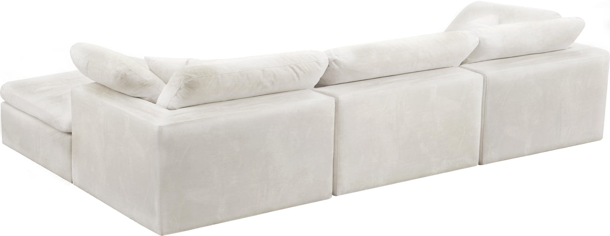 Cozy Cream Velvet Cloud Modular Sectional - galleria furniture outlet