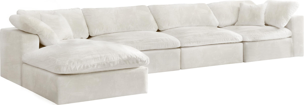 Cozy Cream Velvet Cloud Modular Sectional - galleria furniture outlet