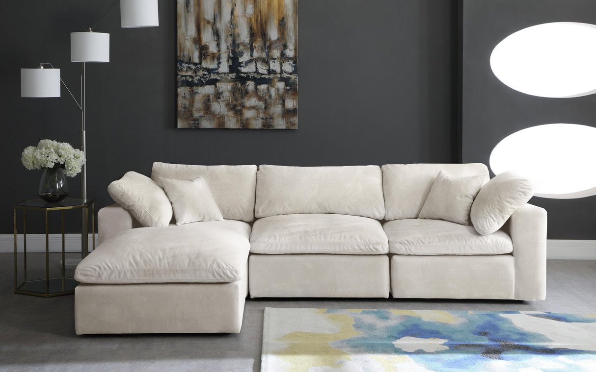 Cozy Cream Velvet Cloud Modular Sectional - galleria furniture outlet
