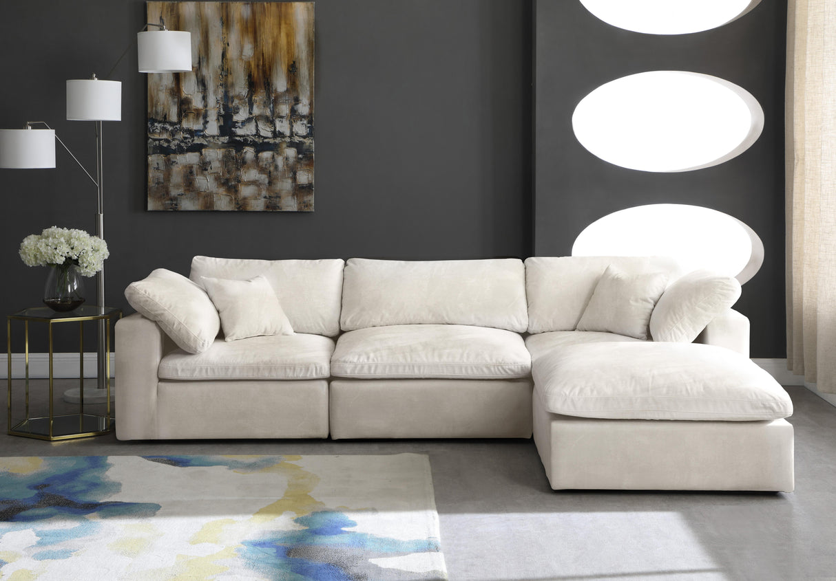 Cozy Cream Velvet Cloud Modular Sectional - galleria furniture outlet