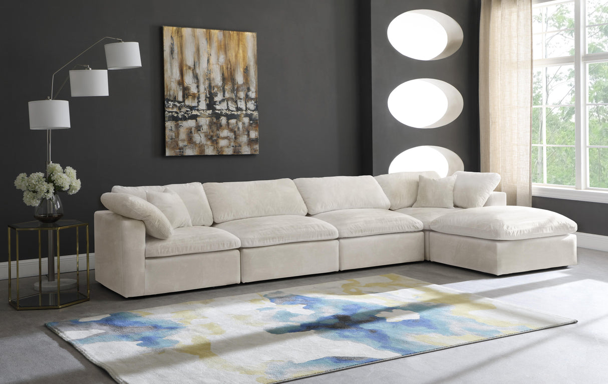 Cozy Cream Velvet Cloud Modular Sectional - galleria furniture outlet