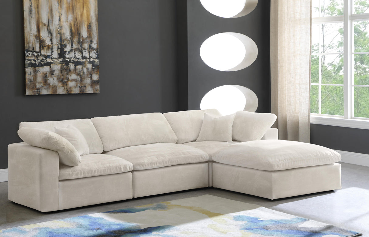 Cozy Cream Velvet Cloud Modular Sectional - galleria furniture outlet