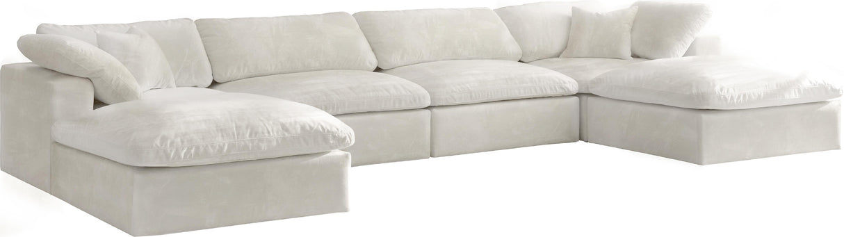 Cozy Cream Velvet Cloud Modular Sectional - galleria furniture outlet