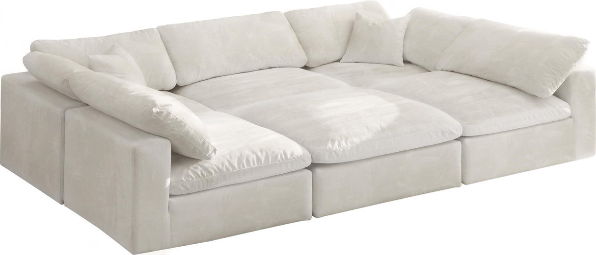 Cozy Cream Velvet Cloud Modular Sectional - galleria furniture outlet