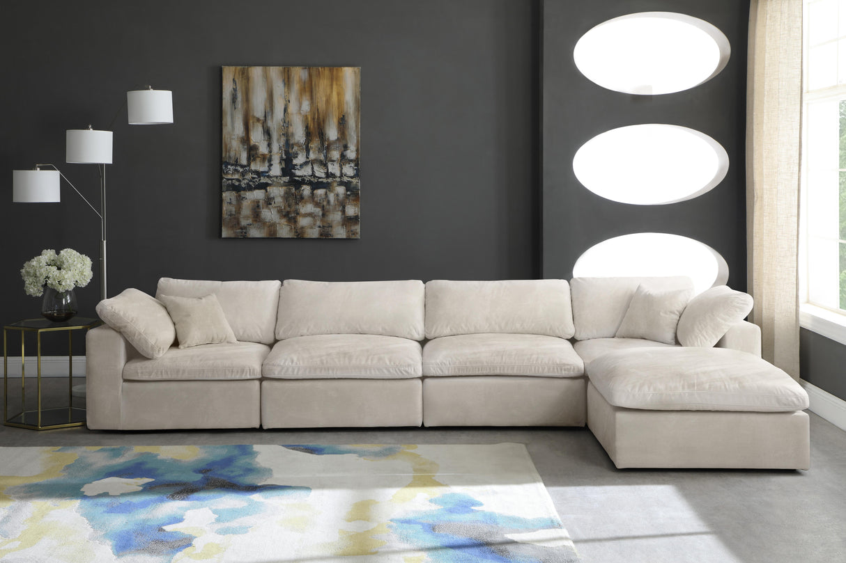 Cozy Cream Velvet Cloud Modular Sectional - galleria furniture outlet