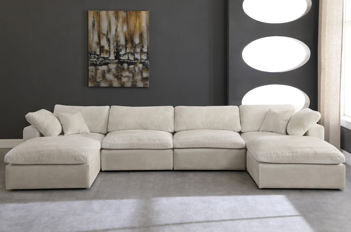 Cozy Cream Velvet Cloud Modular Sectional - galleria furniture outlet