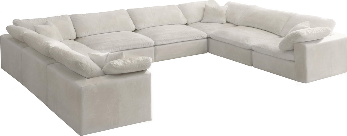 Cozy Cream Velvet Cloud Modular Sectional - galleria furniture outlet