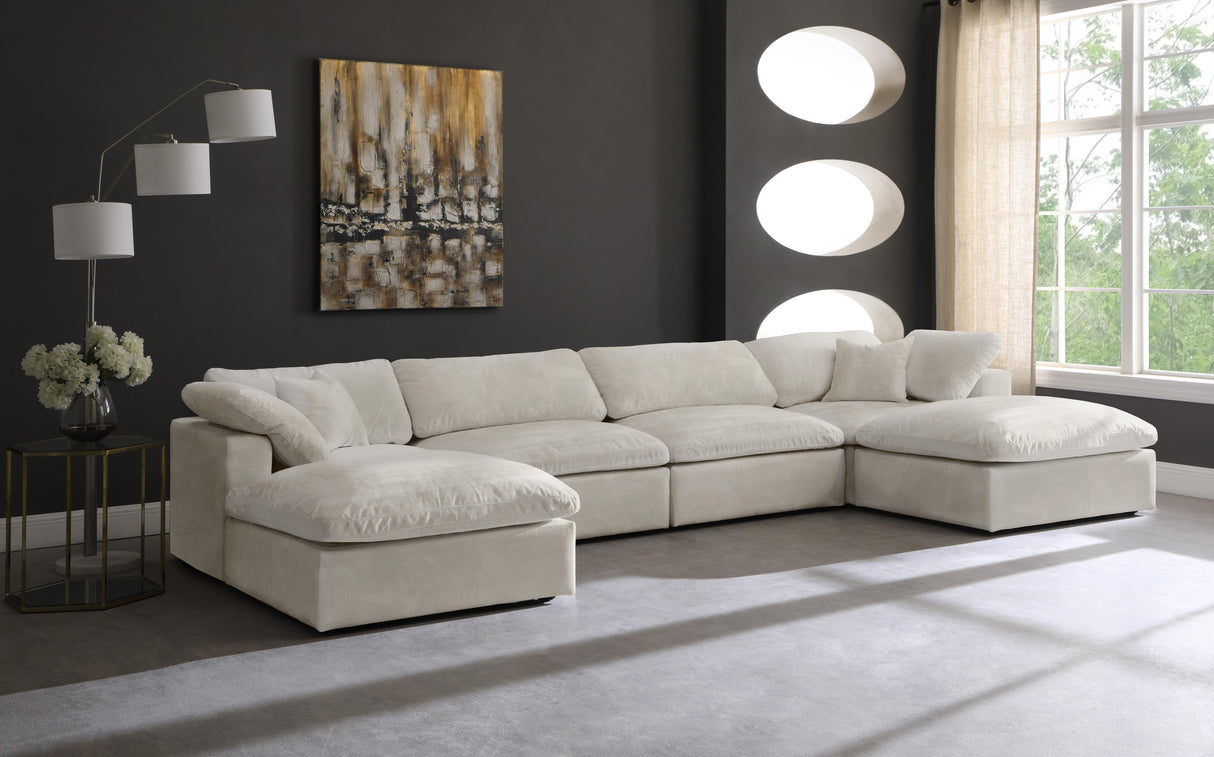 Cozy Cream Velvet Cloud Modular Sectional - galleria furniture outlet