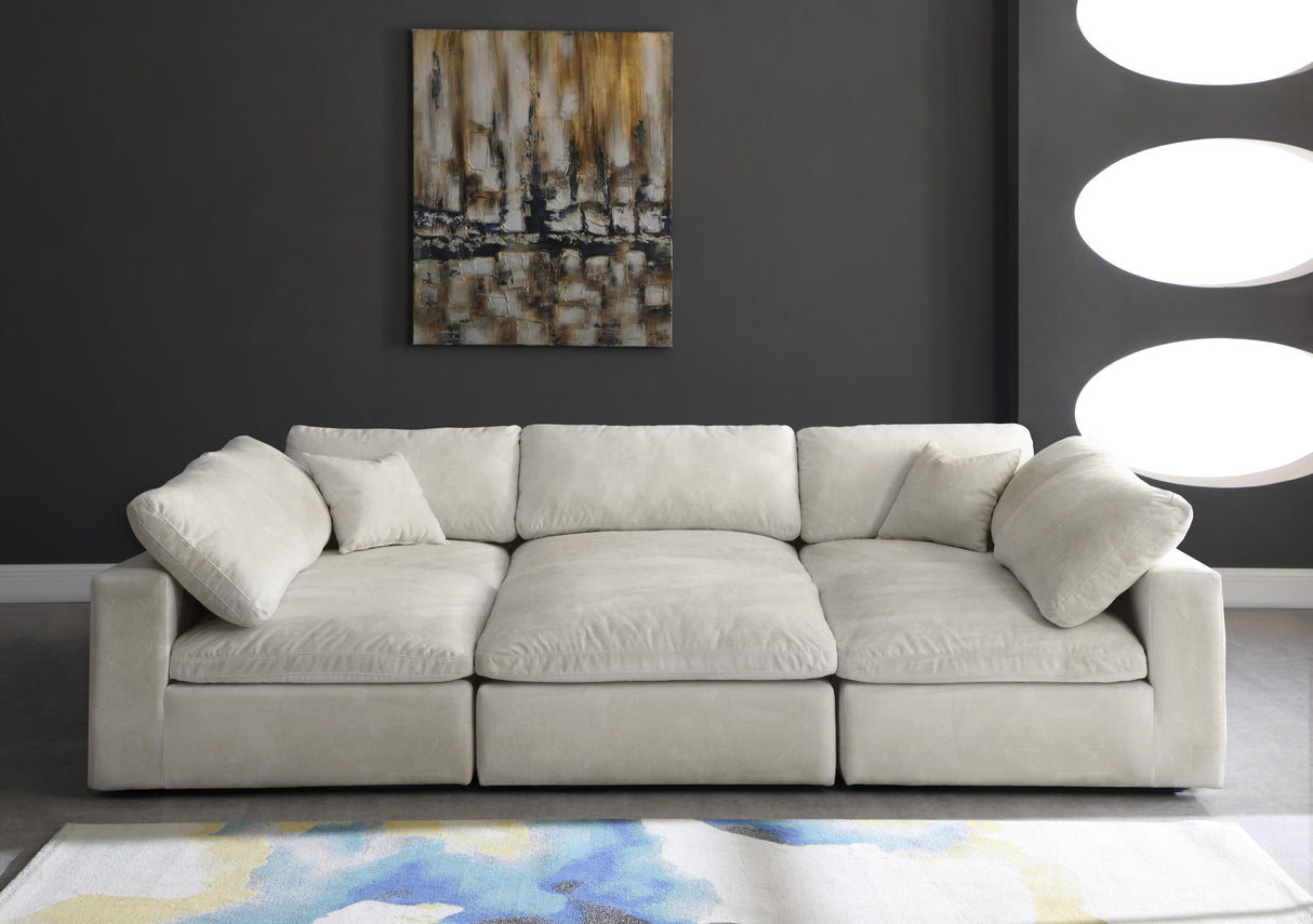 Cozy Cream Velvet Cloud Modular Sectional - galleria furniture outlet