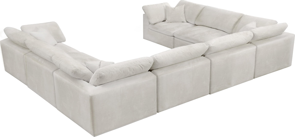 Cozy Cream Velvet Cloud Modular Sectional - galleria furniture outlet