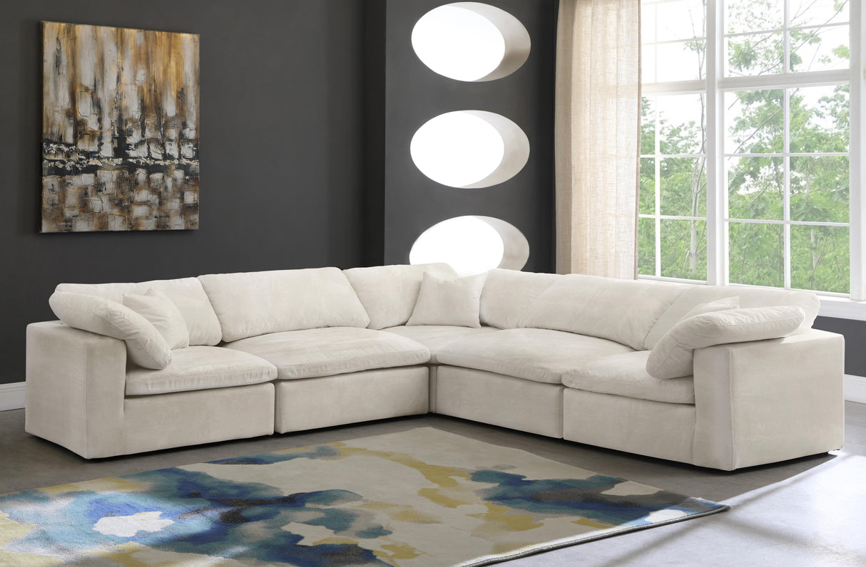 Cozy Cream Velvet Cloud Modular Sectional - galleria furniture outlet