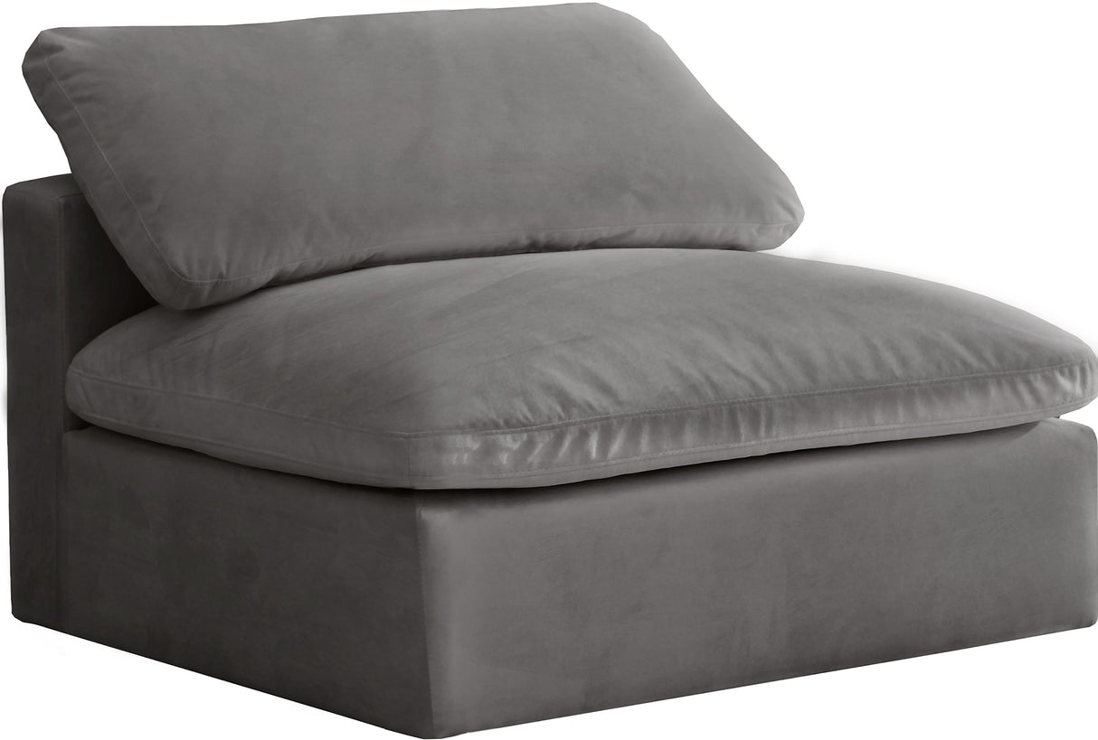 Cozy Grey Velvet Chair - galleria furniture outlet
