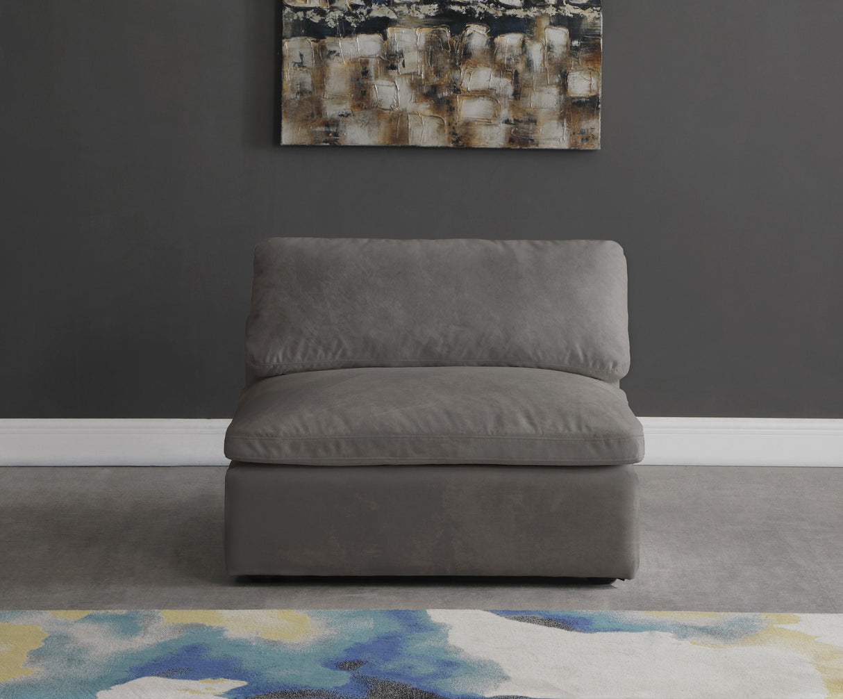 Cozy Grey Velvet Chair - galleria furniture outlet