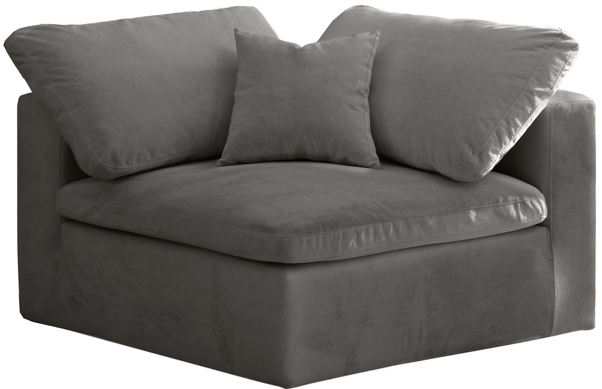 Cozy Grey Velvet Chair - galleria furniture outlet