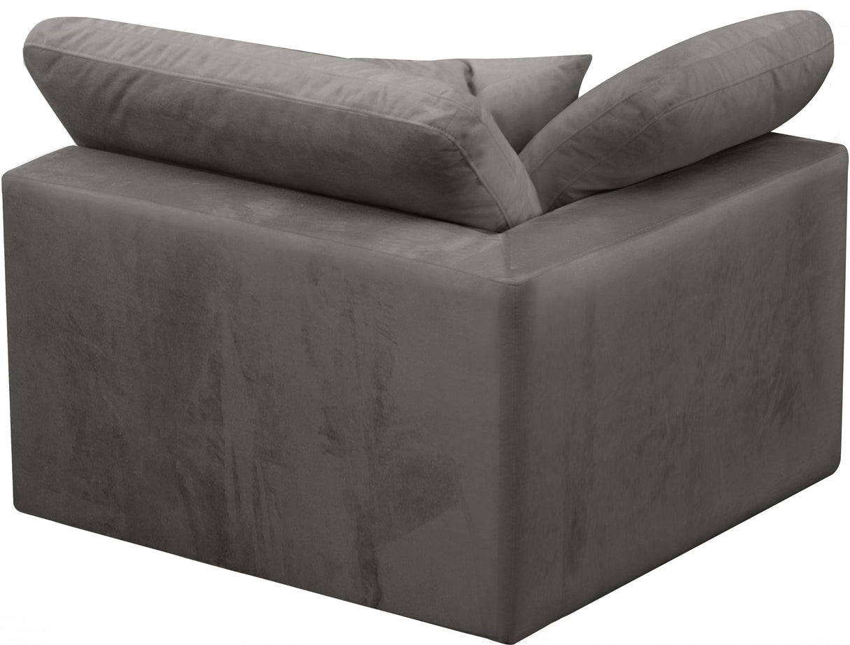 Cozy Grey Velvet Chair - galleria furniture outlet