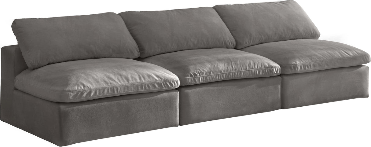 Cozy Grey Velvet Cloud Modular Armless Sofa - galleria furniture outlet