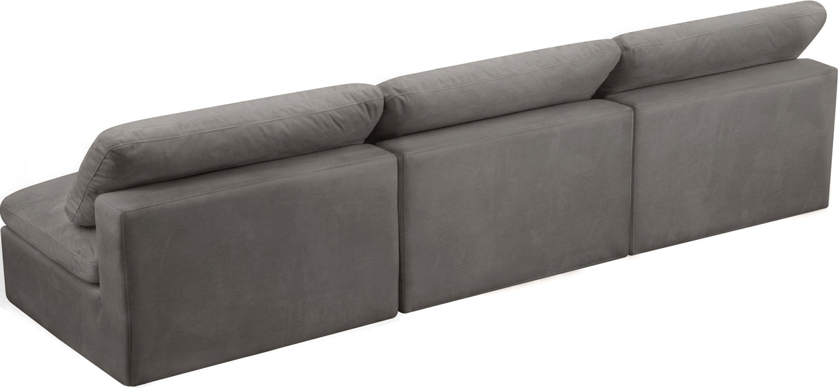 Cozy Grey Velvet Cloud Modular Armless Sofa - galleria furniture outlet
