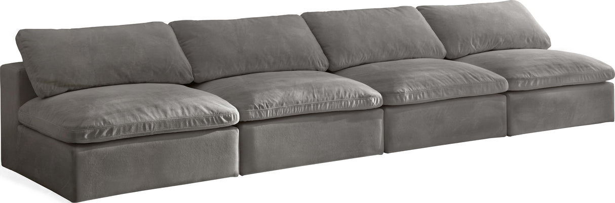 Cozy Grey Velvet Cloud Modular Armless Sofa - galleria furniture outlet