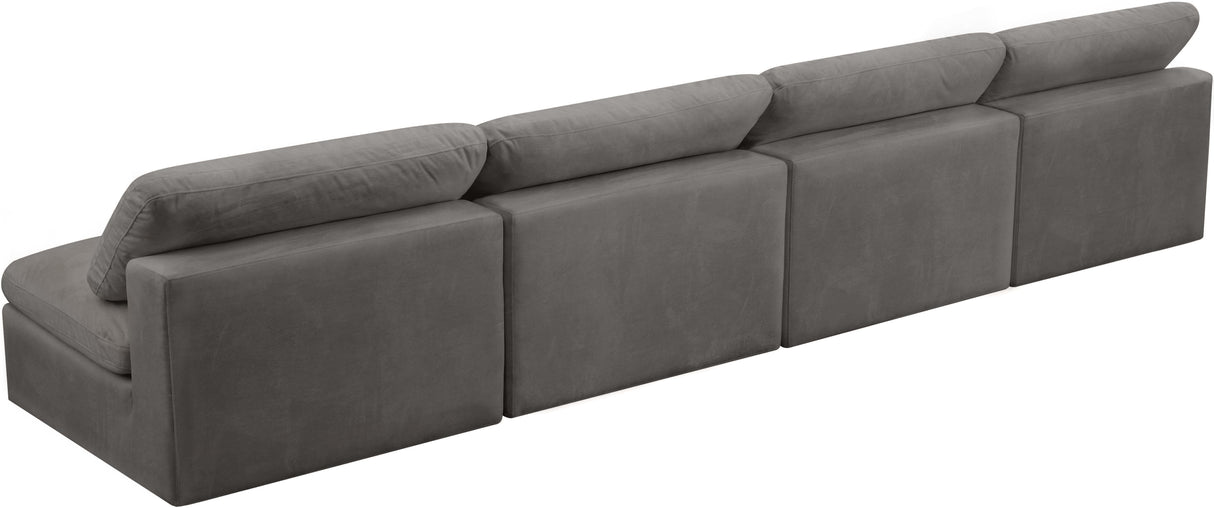 Cozy Grey Velvet Cloud Modular Armless Sofa - galleria furniture outlet